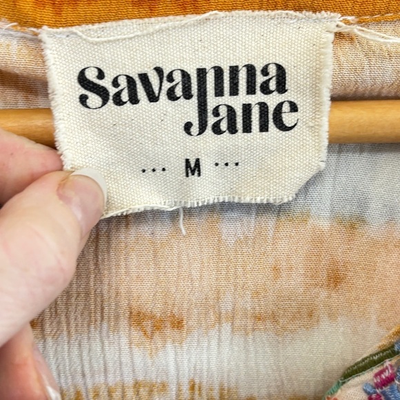 Savanna Jane Orange Brown 3/4 Sleeve Embellished Blouse - Picture 3 of 4